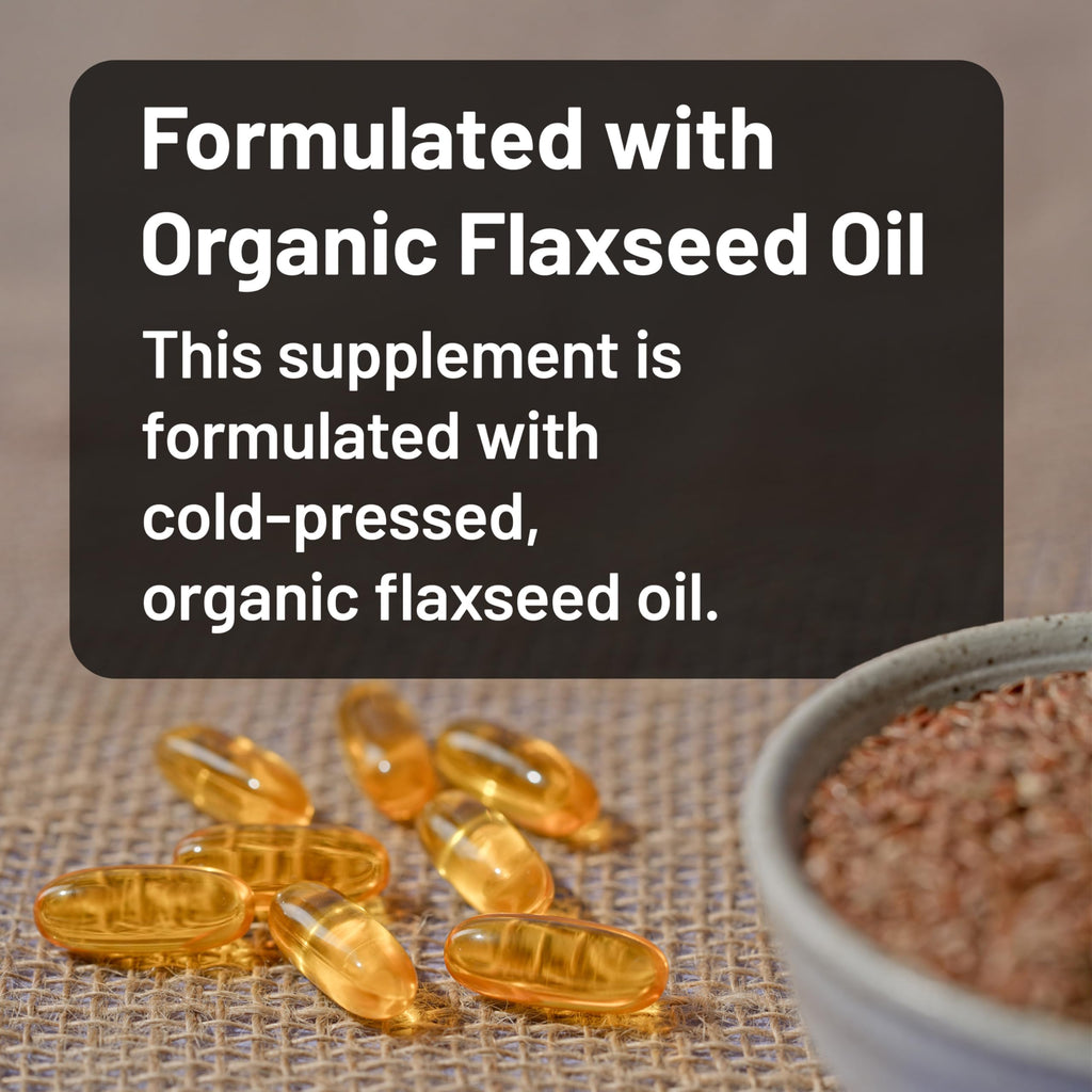 Cold pressed organic flaxseed oil capsules fish free omega alternative for immune health
