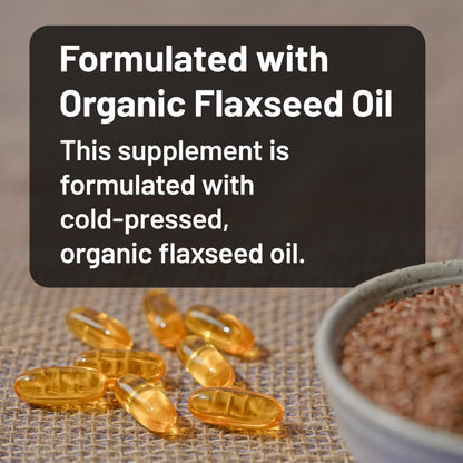 Cold pressed organic flaxseed oil capsules fish free omega alternative for immune health