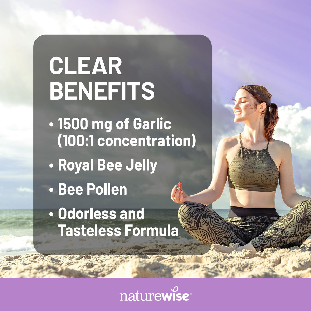Odorless garlic supplement by NatureWise for immune support capsules.