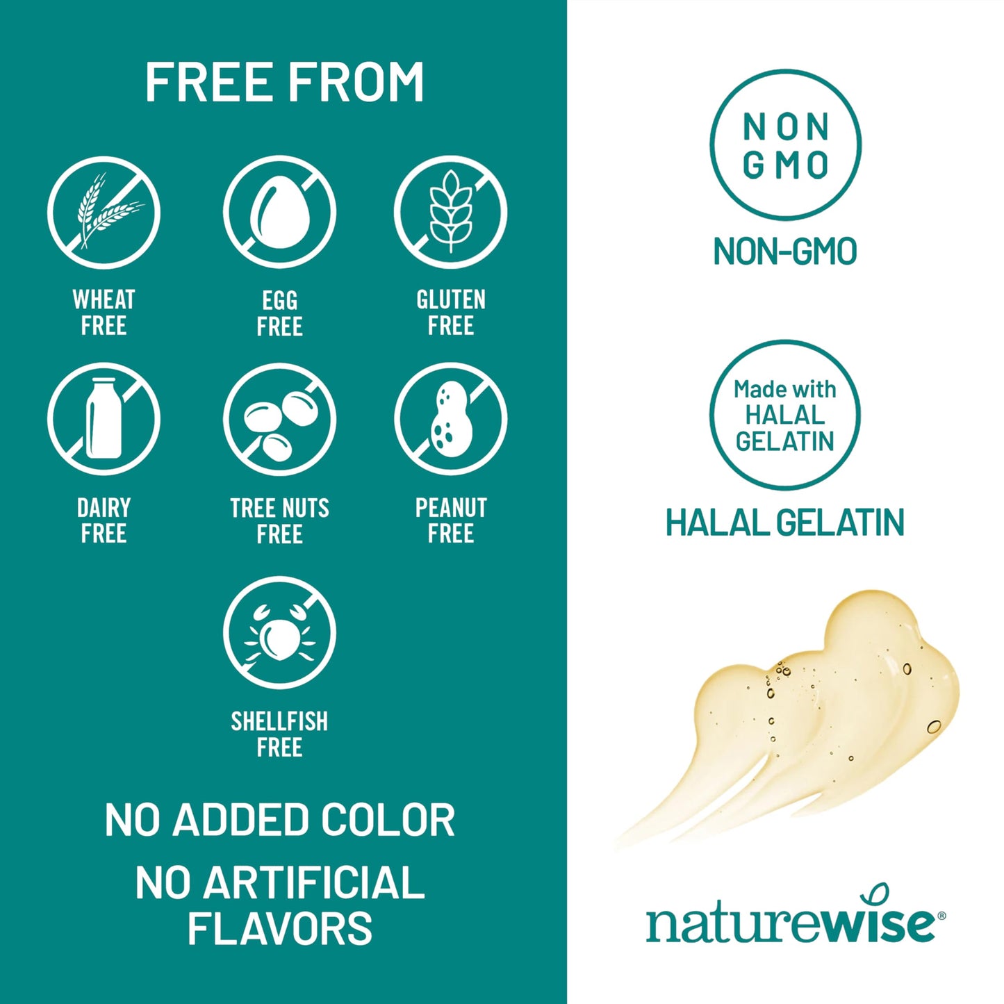 Close up of NatureWise extra strength marine oil supplement packaging outlining heart and brain health benefits.