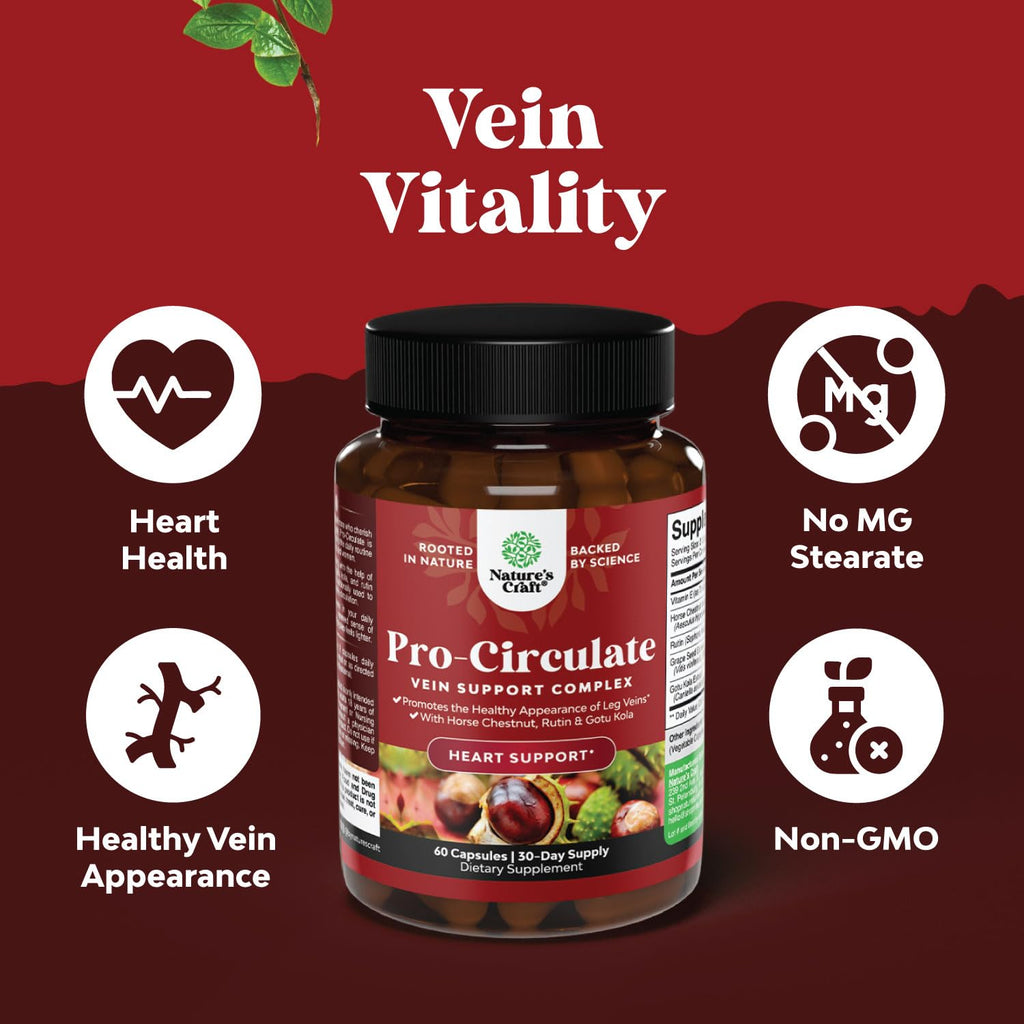 Natures Craft Vein Support Supplement packaging angle view