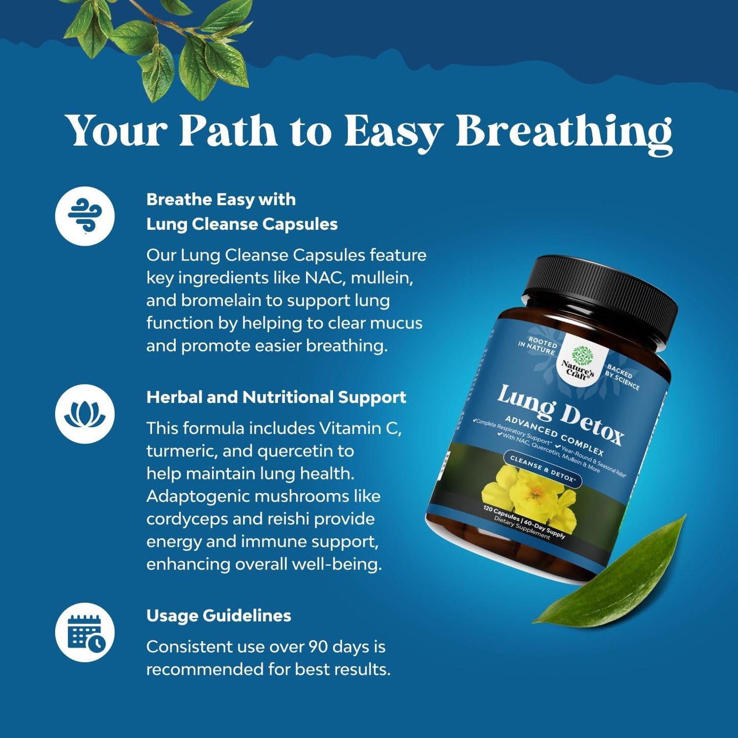 Natures Craft Mullein Leaf capsules supplement facts table
