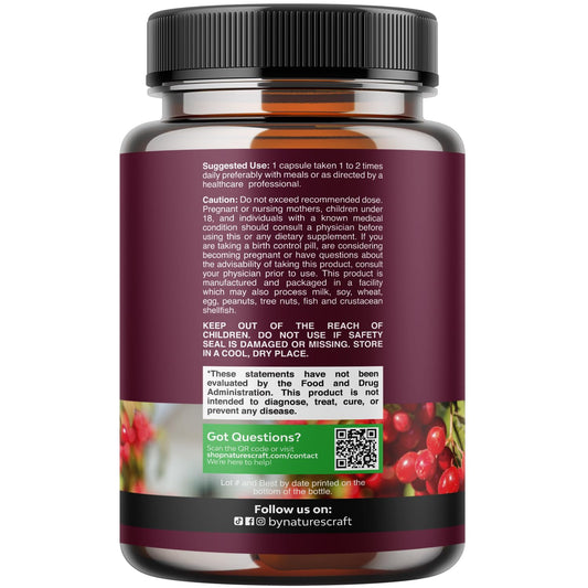 Natures Craft Advanced Kidney Support supplement bottle showing nutritional facts and ingredients list