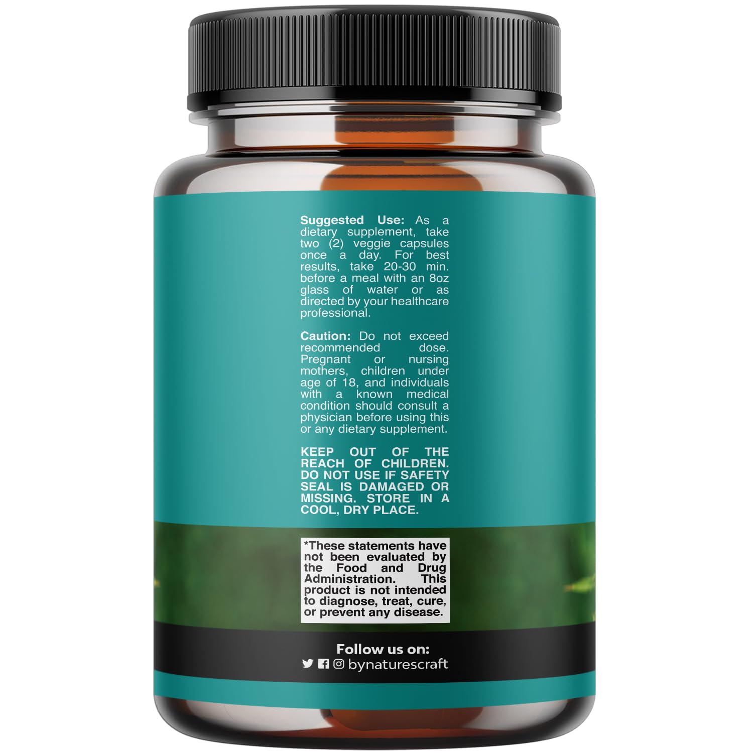 Natures Craft liver detox supplement with milk thistle extract nutritional facts label view