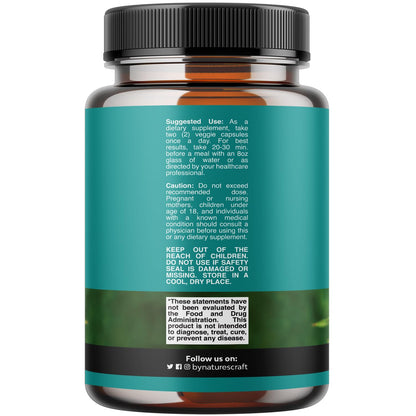 Natures Craft liver detox supplement with milk thistle extract nutritional facts label view