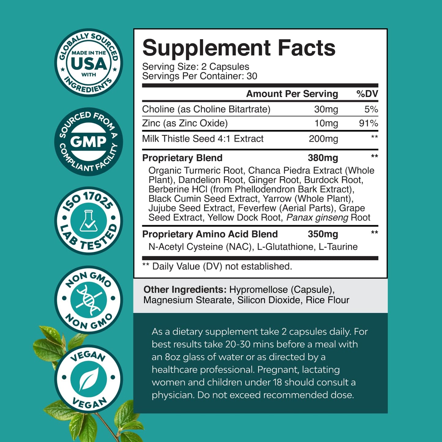 Natures Craft N-acetyl cysteine vegetarian capsules for liver repair container close up