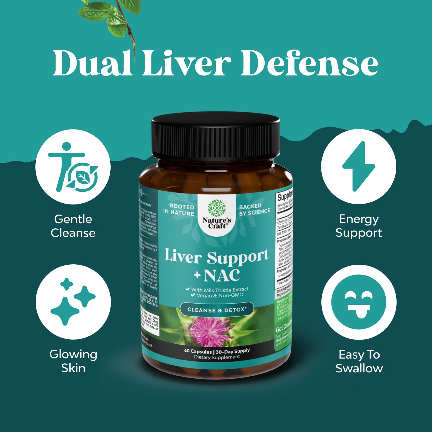 Authentic USA imported Natures Craft liver cleanse dietary supplement showing capsule count