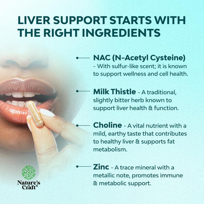 Natures Craft non-GMO vegan liver support formula ingredients panel text details