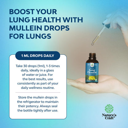 Natures Craft lung support drops with dropper glass bottle
