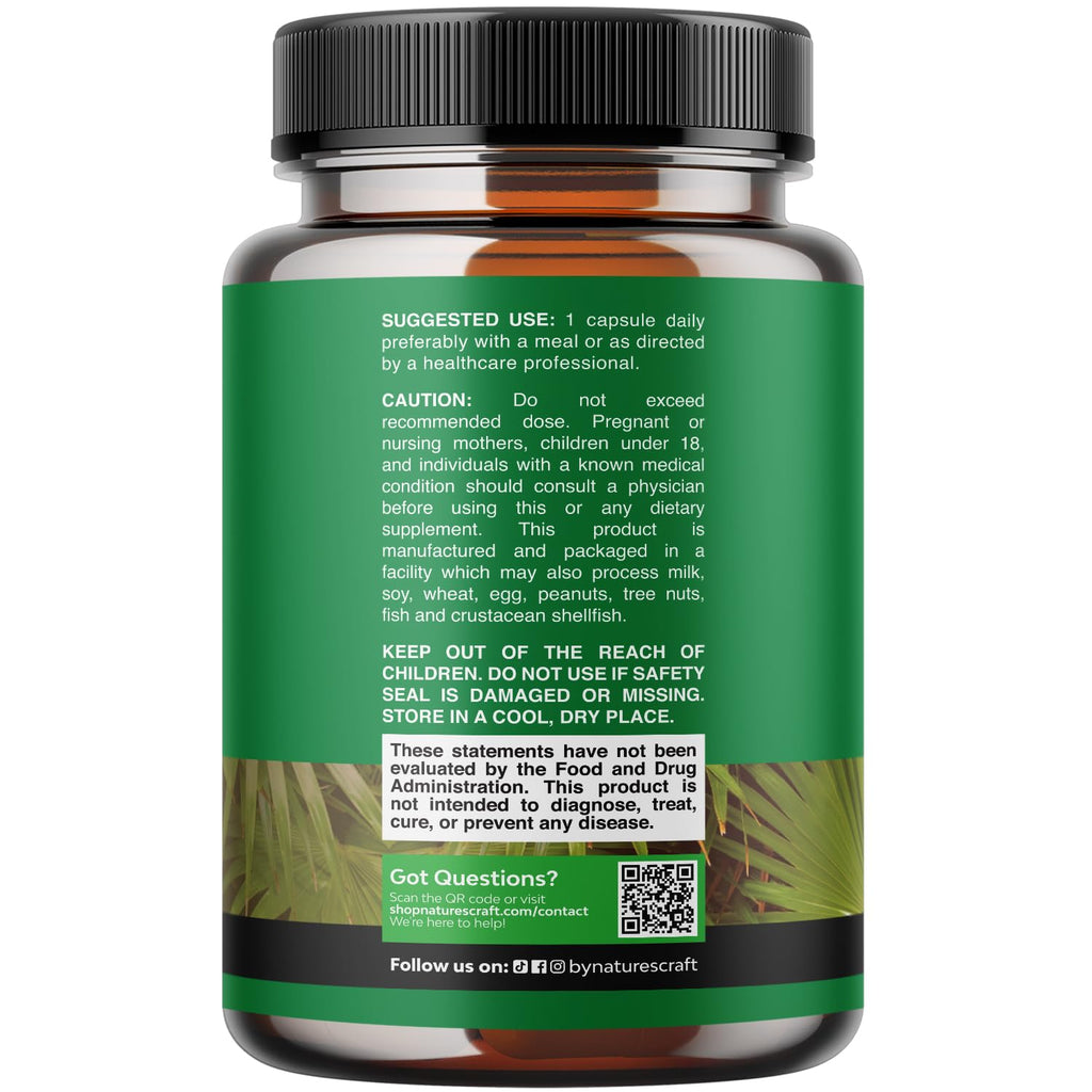 Side profile of Nature's Craft natural DHT blocker capsule bottle for thinning hair