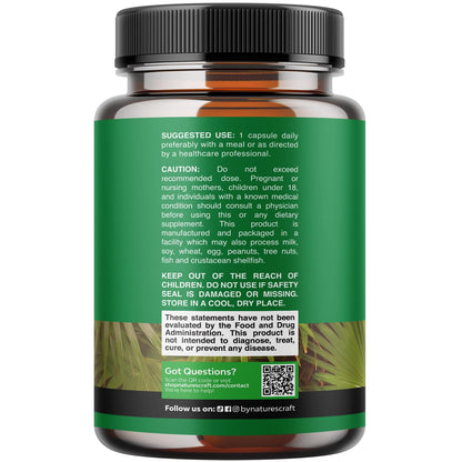 Side profile of Nature's Craft natural DHT blocker capsule bottle for thinning hair