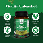 Non GMO verified saw palmetto berry extract 100 day supply bottle view