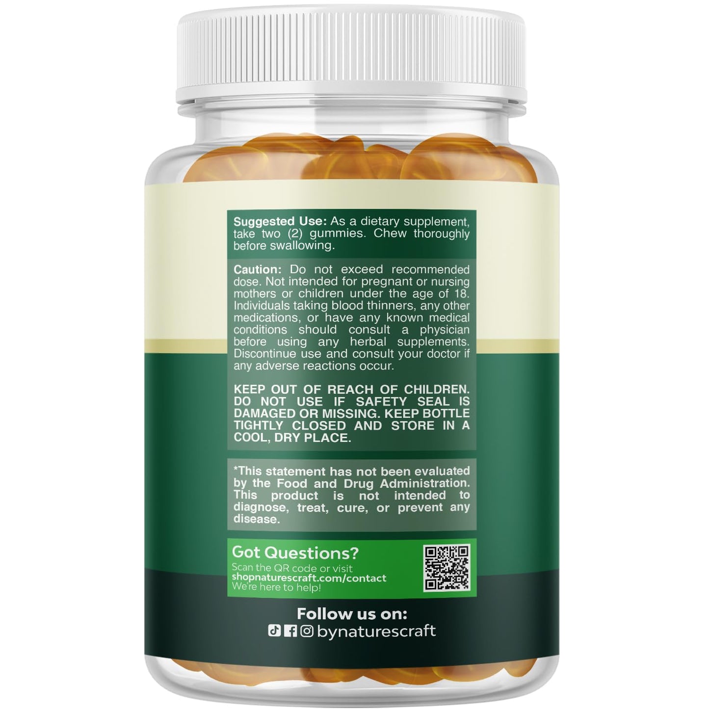Nature's Craft Liver Support Gummies supplement facts panel listing milk thistle and turmeric.
