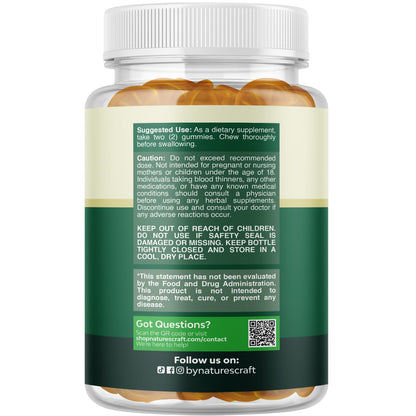 Nature's Craft Liver Support Gummies supplement facts panel listing milk thistle and turmeric.