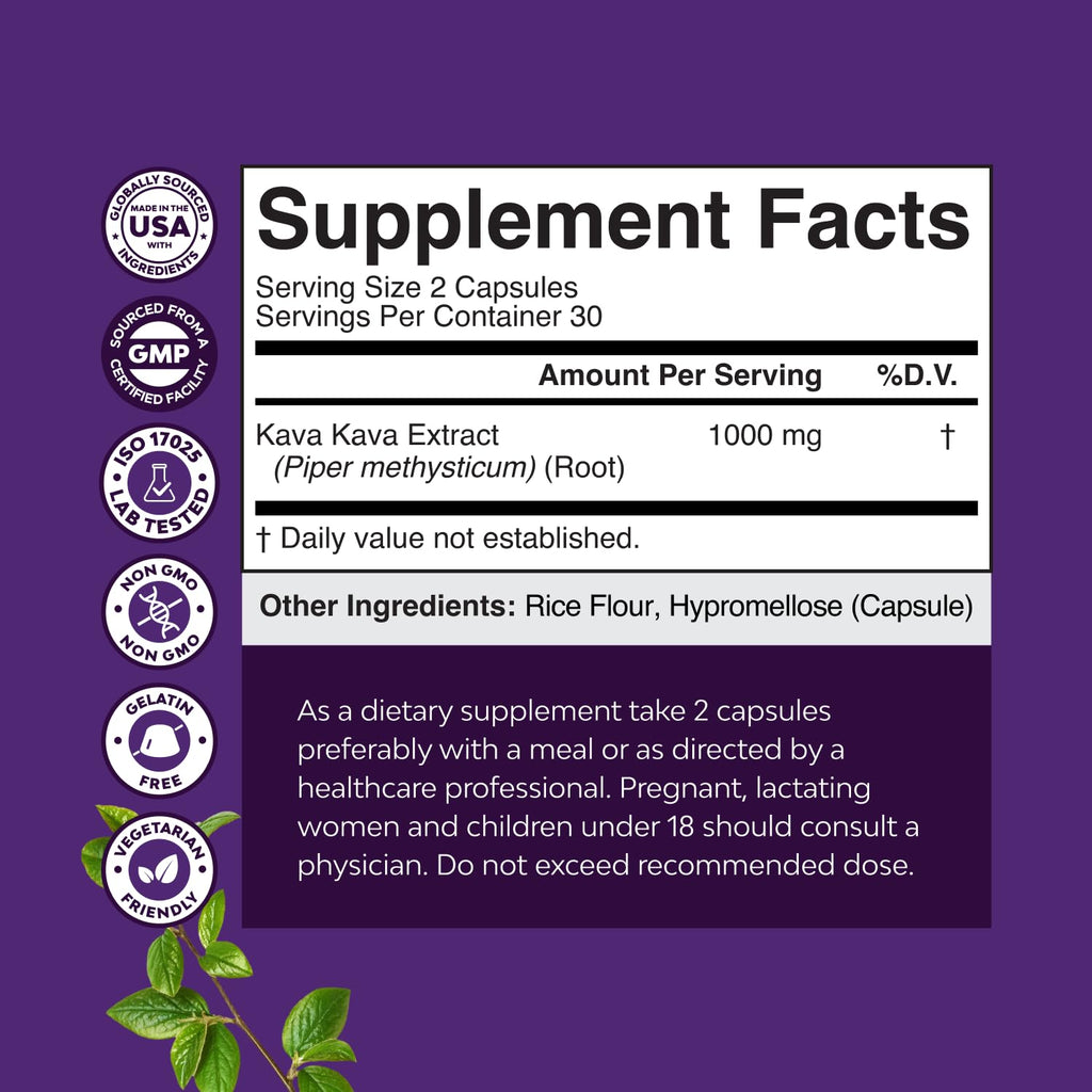 Authentic USA imported Natures Craft Kava Root mood support supplement for relaxation and balanced mental focus