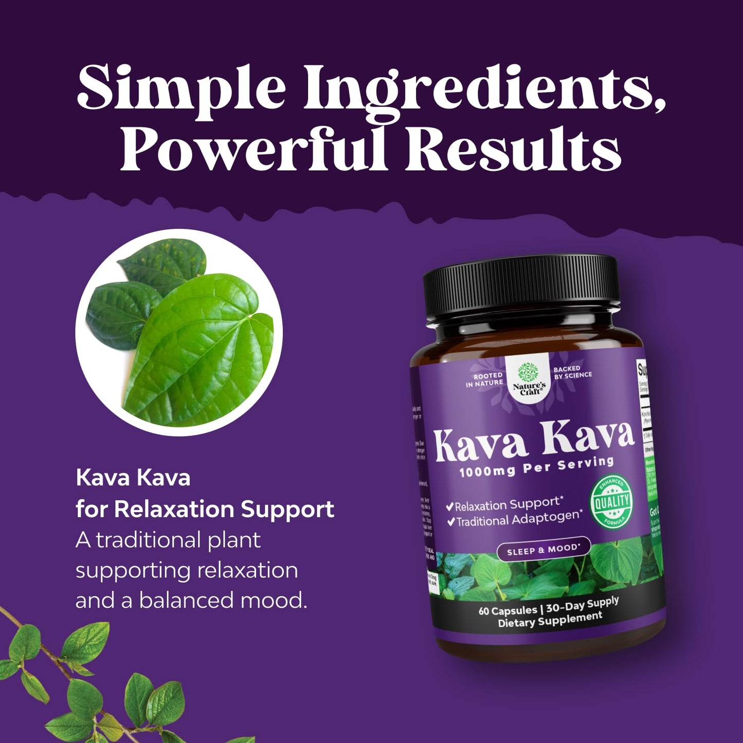 Natures Craft Kava Kava root extract packaging demonstrating sealed authentic container for premium quality assurance
