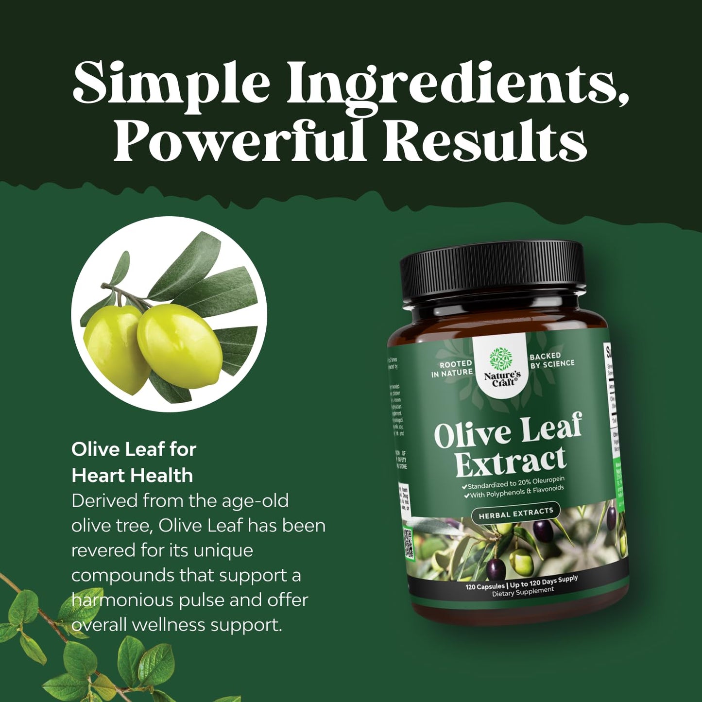 Nature's Craft Olive Leaf Extract antioxidant supplement bottle display