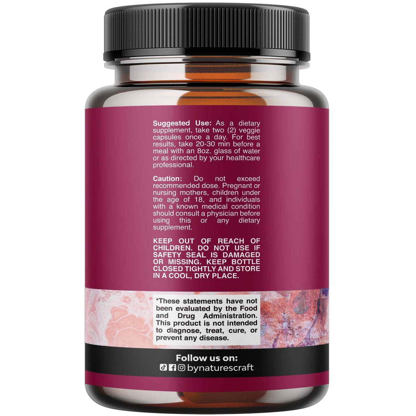 Nature's Craft urinary tract health supplement bottle nutrition facts label