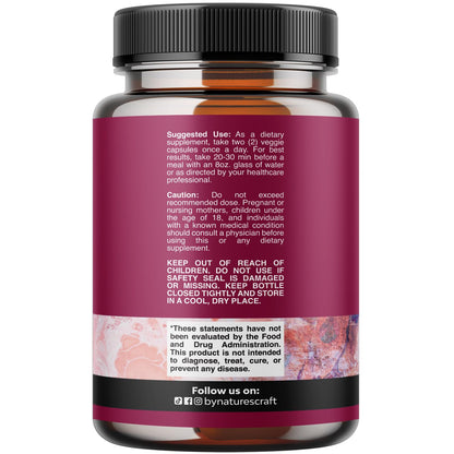 Nature's Craft urinary tract health supplement bottle nutrition facts label