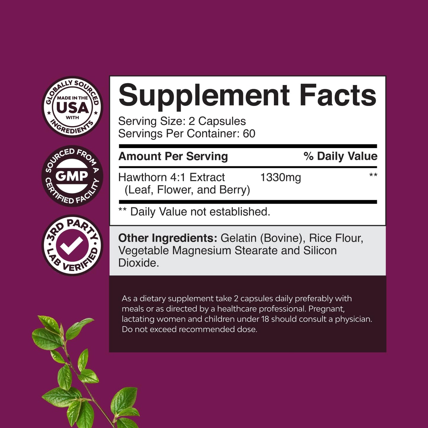 Premium four to one hawthorn berry extract capsules for cardiovascular support overview