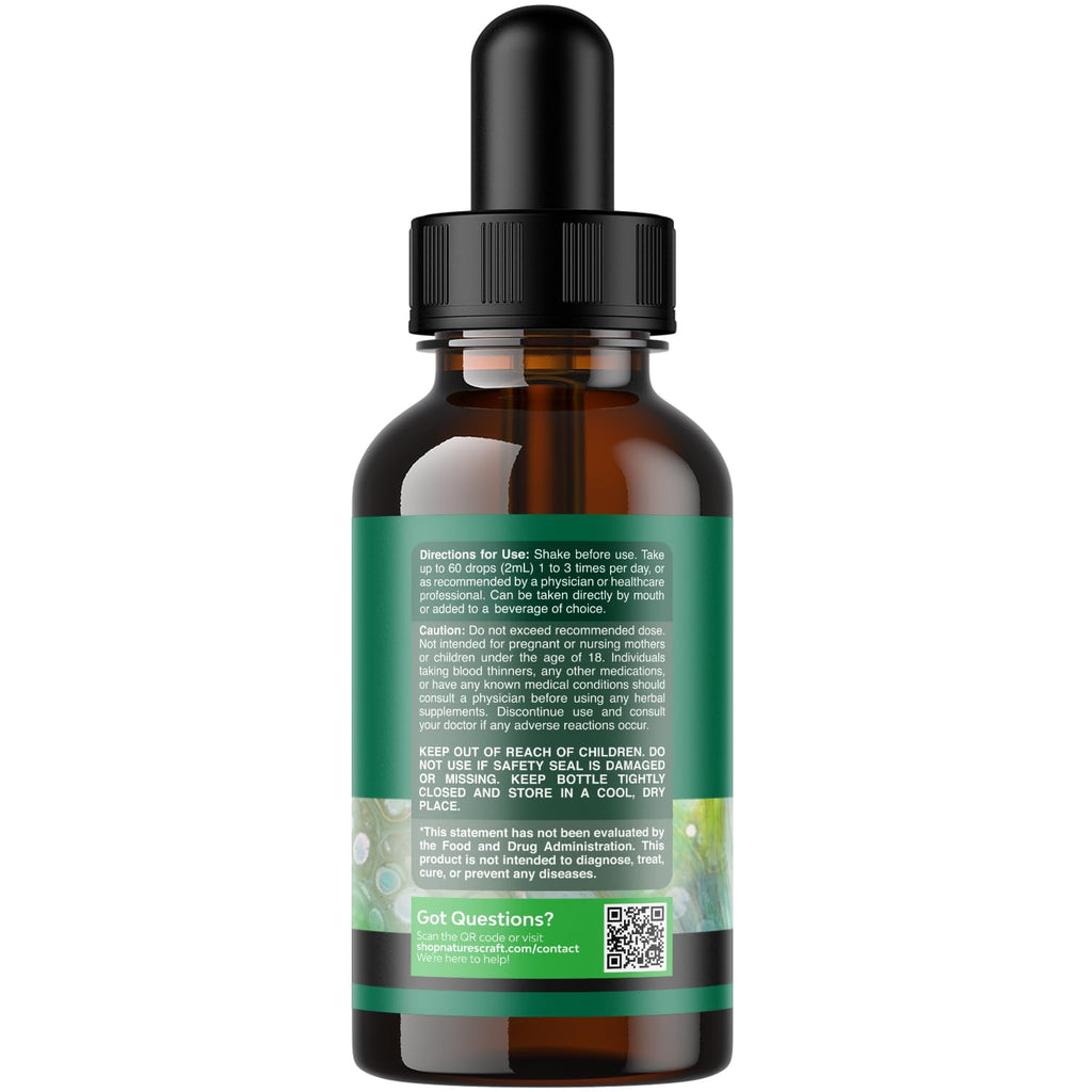 Natures Craft herbal liquid supplement bottle label details