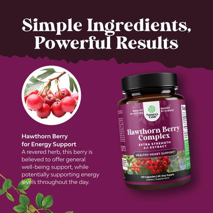 Natures Craft hawthorn berry leaf and flower complex one hundred twenty capsules bottle