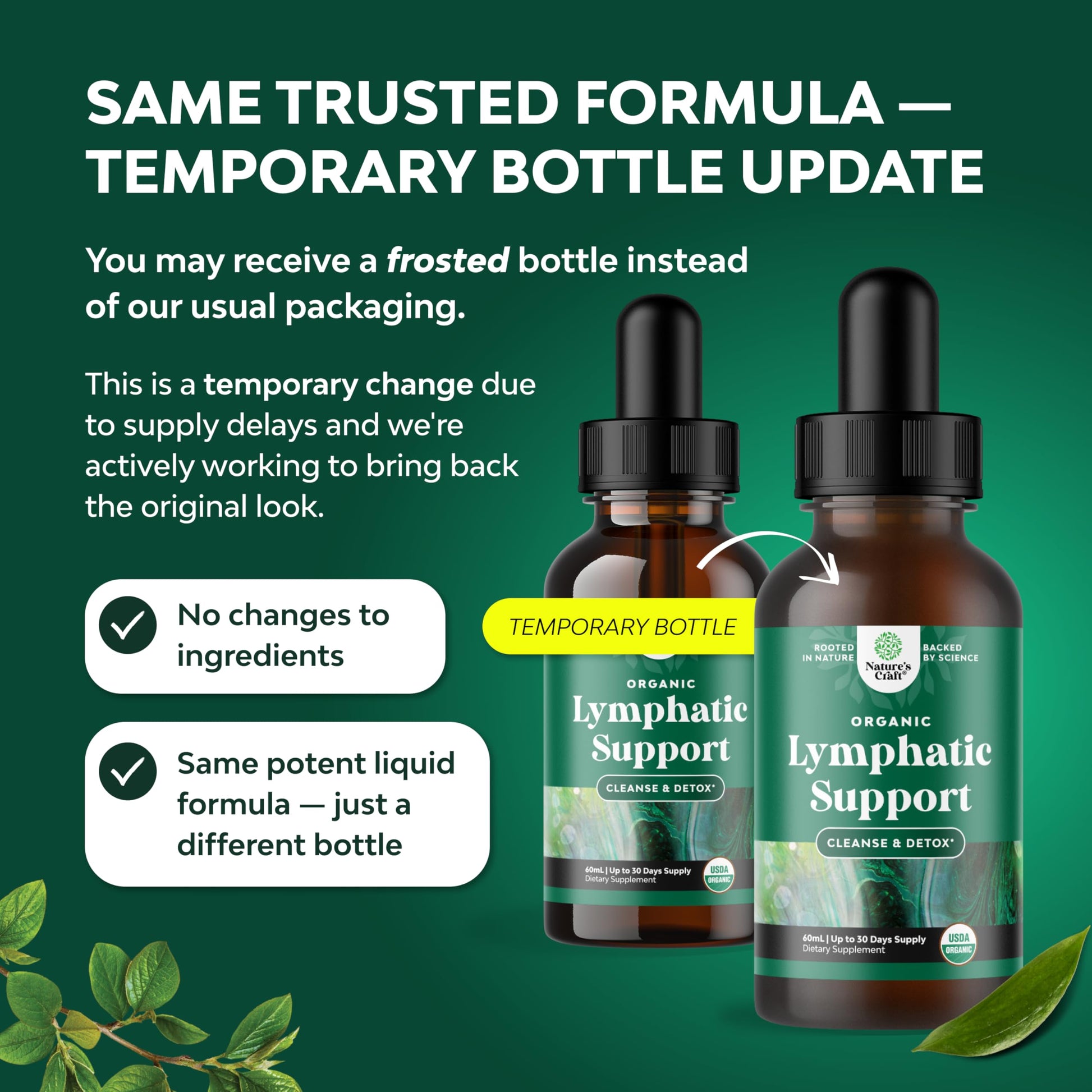Close up of liquid dropper for Natures Craft herbal supplement