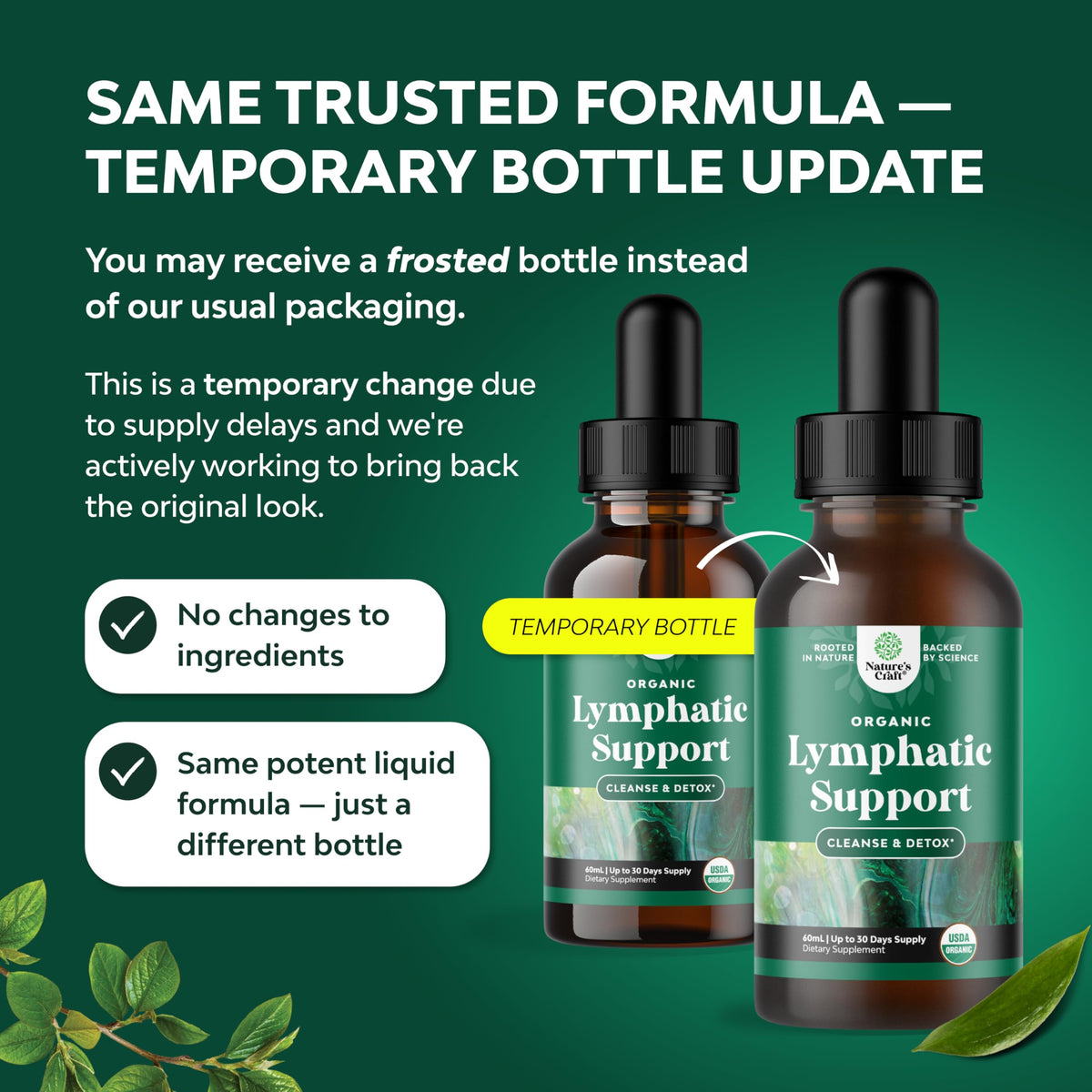 Close up of liquid dropper for Natures Craft herbal supplement