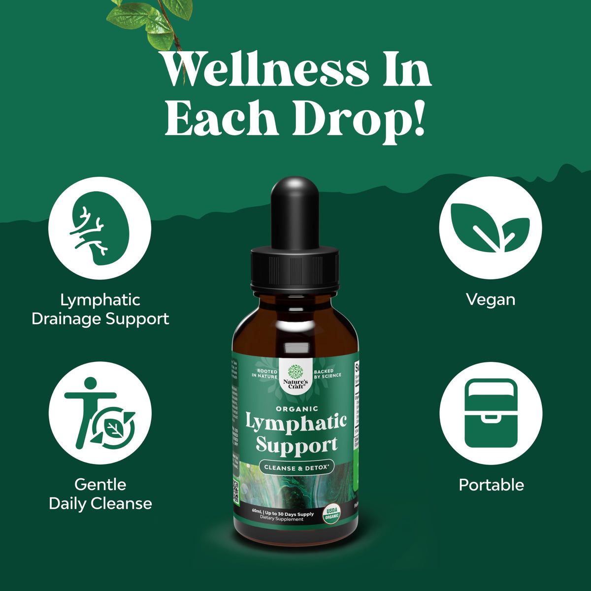 Natures Craft immune support drops 2 fluid ounce bottle