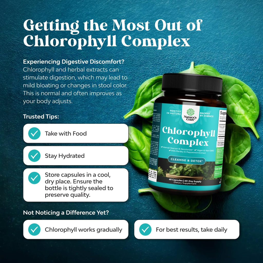 Premium USA imported vegan chlorophyll capsules for body odor control