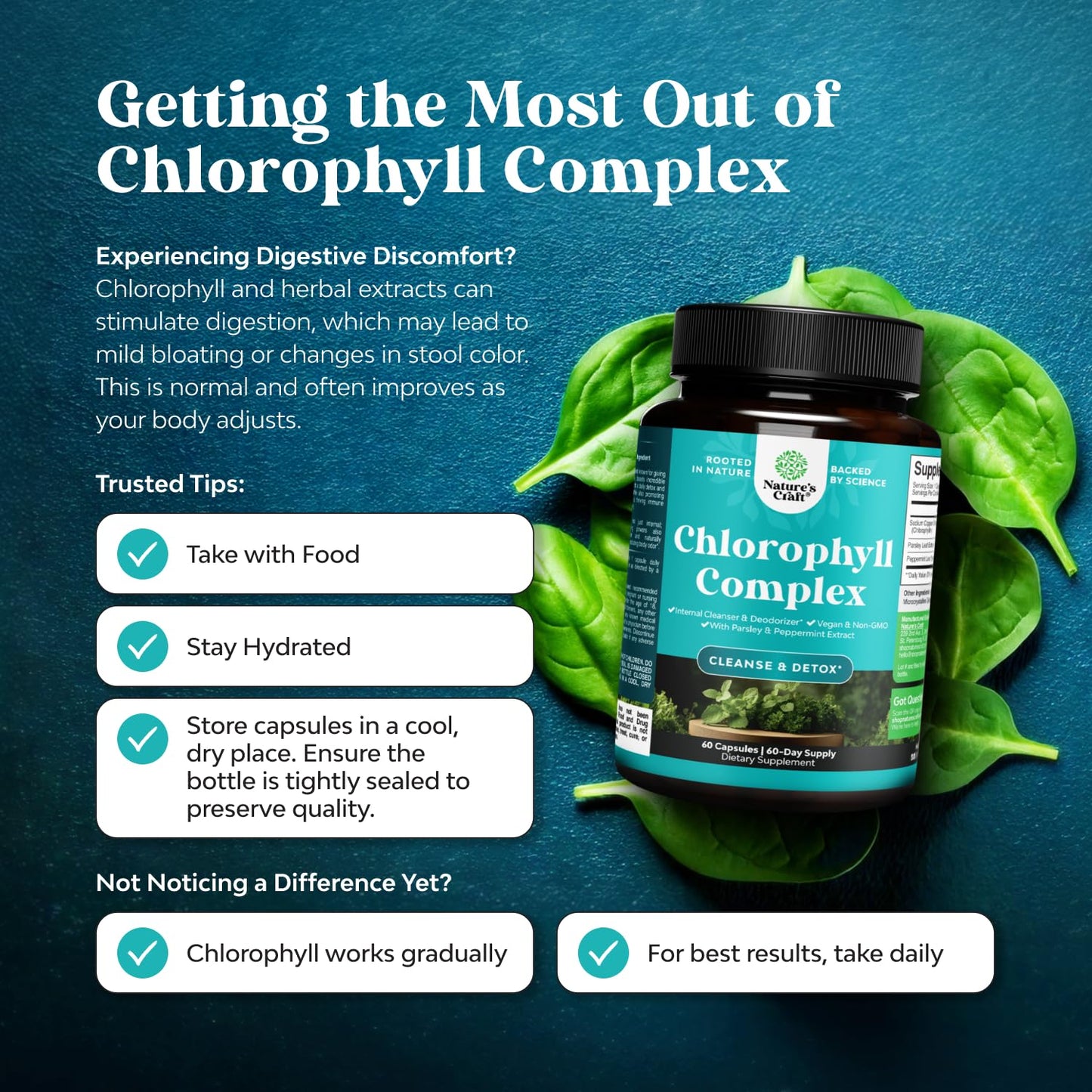 Premium USA imported vegan chlorophyll capsules for body odor control