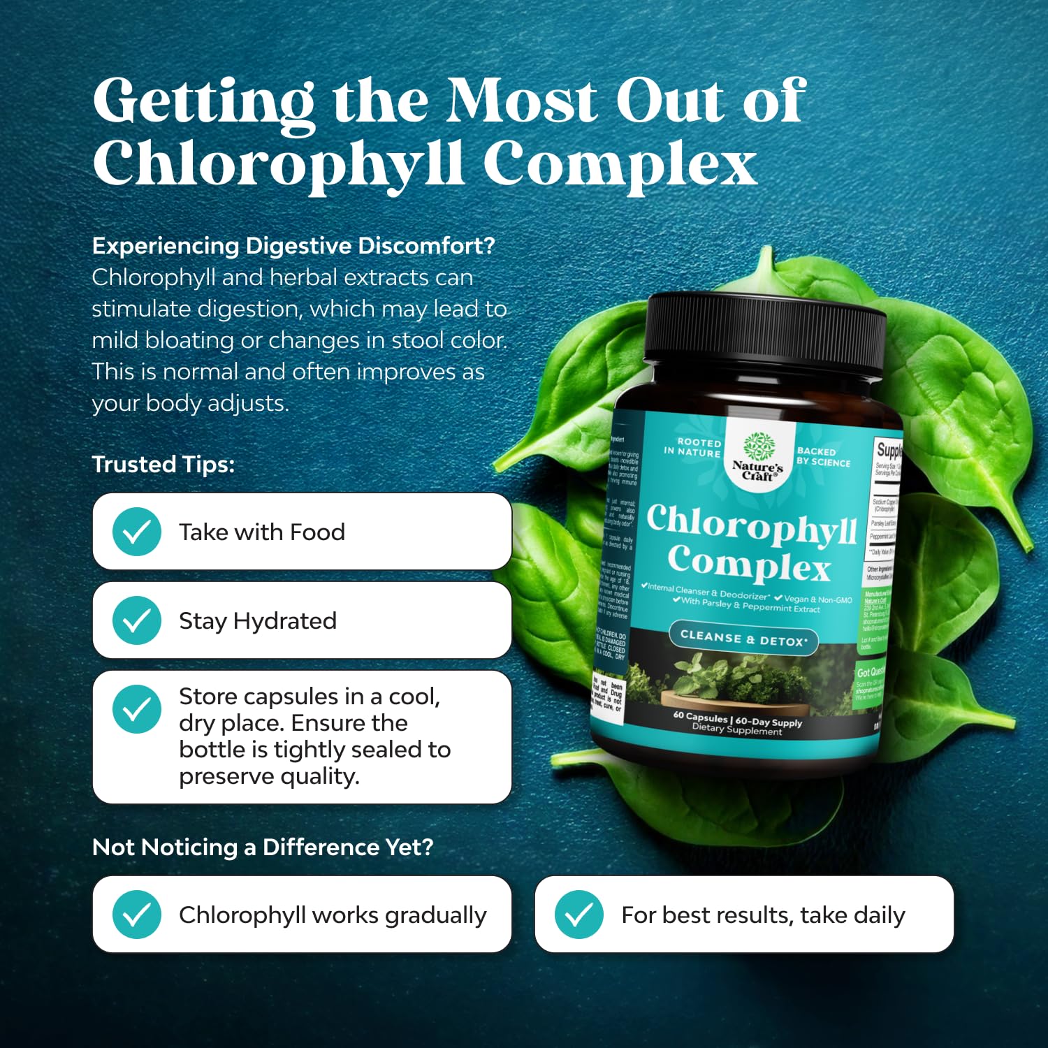 Premium USA imported vegan chlorophyll capsules for body odor control