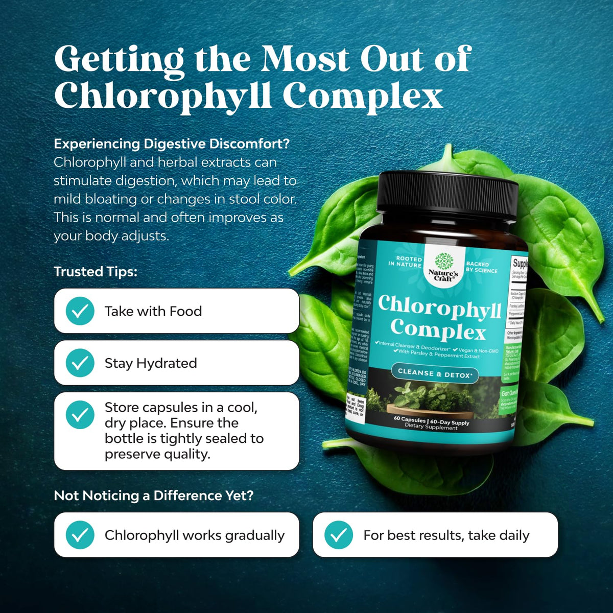 Premium USA imported vegan chlorophyll capsules for body odor control