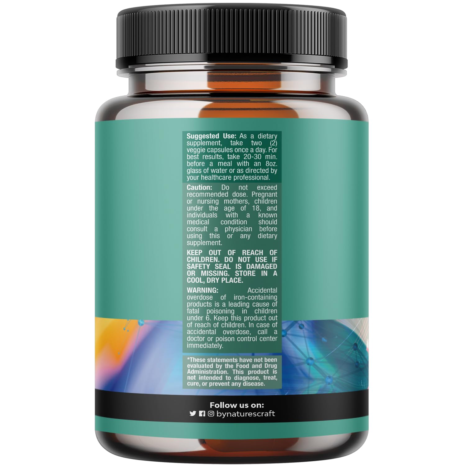 Natures Craft nootropic brain support supplement capsules nutritional facts label