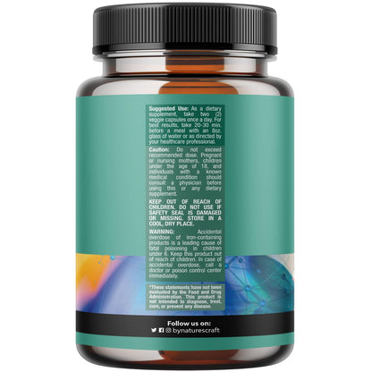 Natures Craft nootropic brain support supplement capsules nutritional facts label