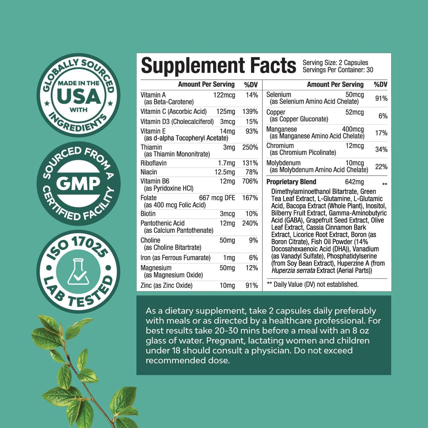 Mind and Memory Matrix dietary supplement by Natures Craft for focus