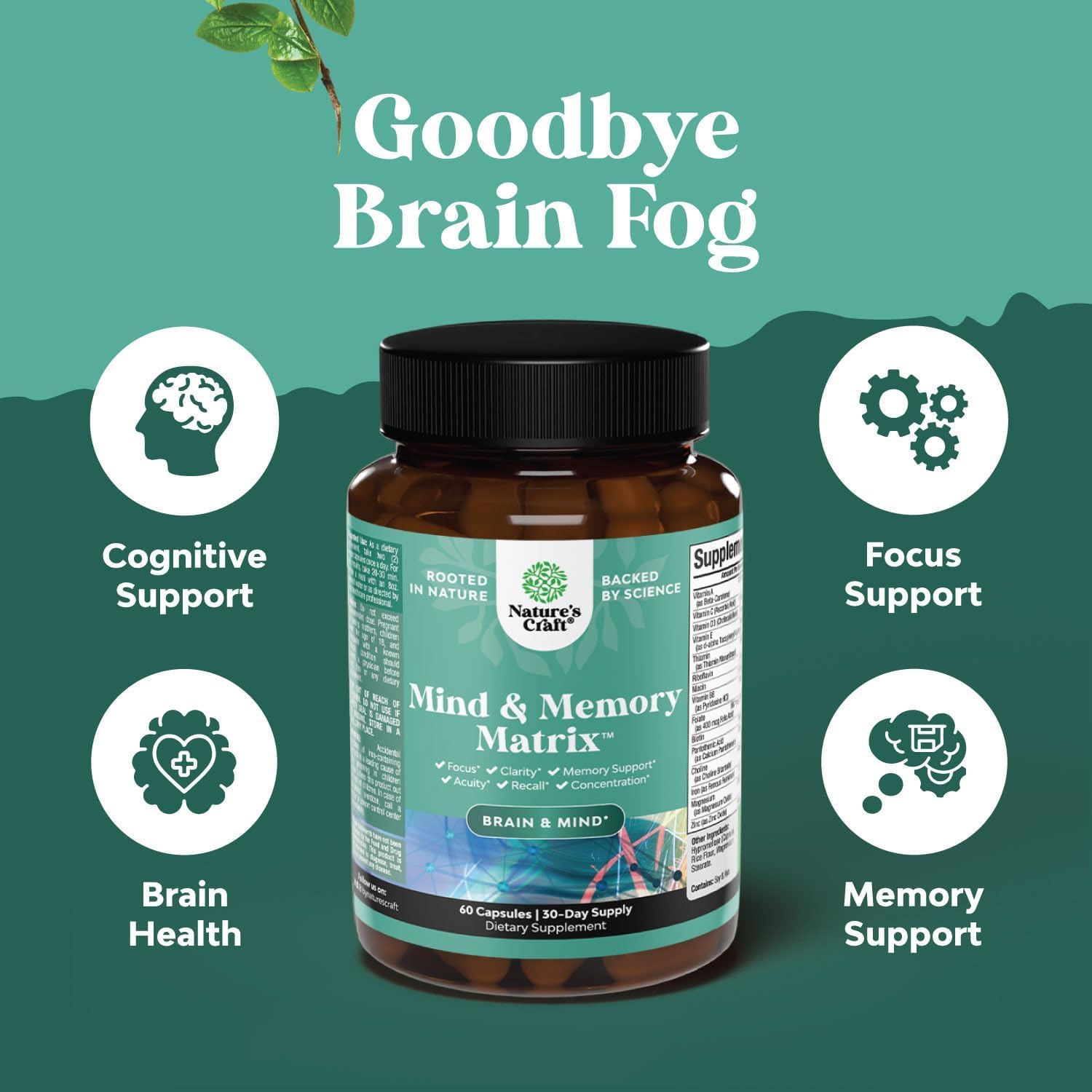 Natures Craft Advanced Brain Supplement veggie capsules close up shot