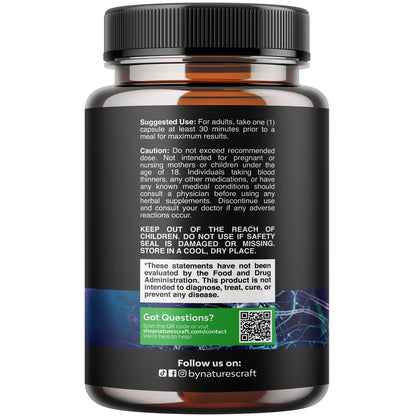 Natures Craft Brain IQ Complex 60 capsules showing ingredient panel and nutrition facts label