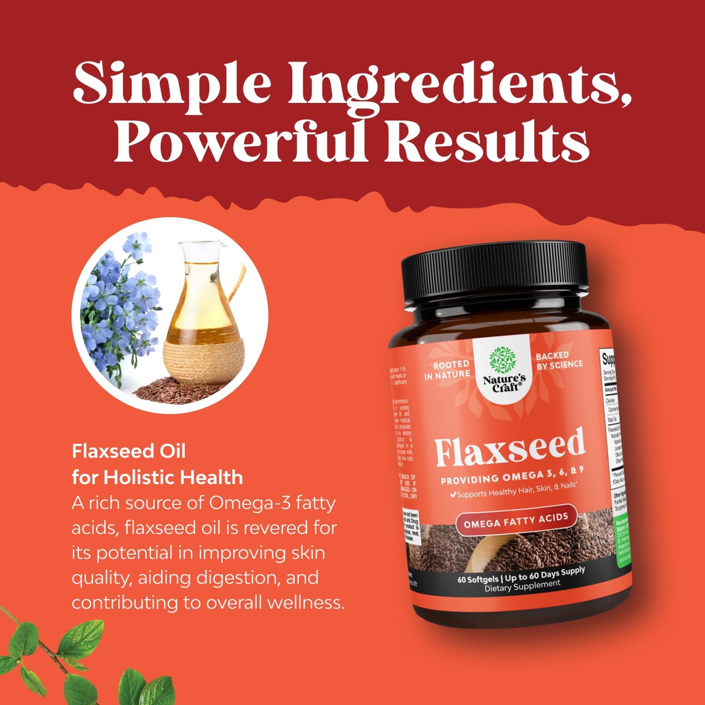 Close up of 1000mg flaxseed oil softgels containing essential alpha linolenic acid
