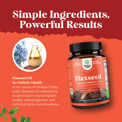 Close up of 1000mg flaxseed oil softgels containing essential alpha linolenic acid