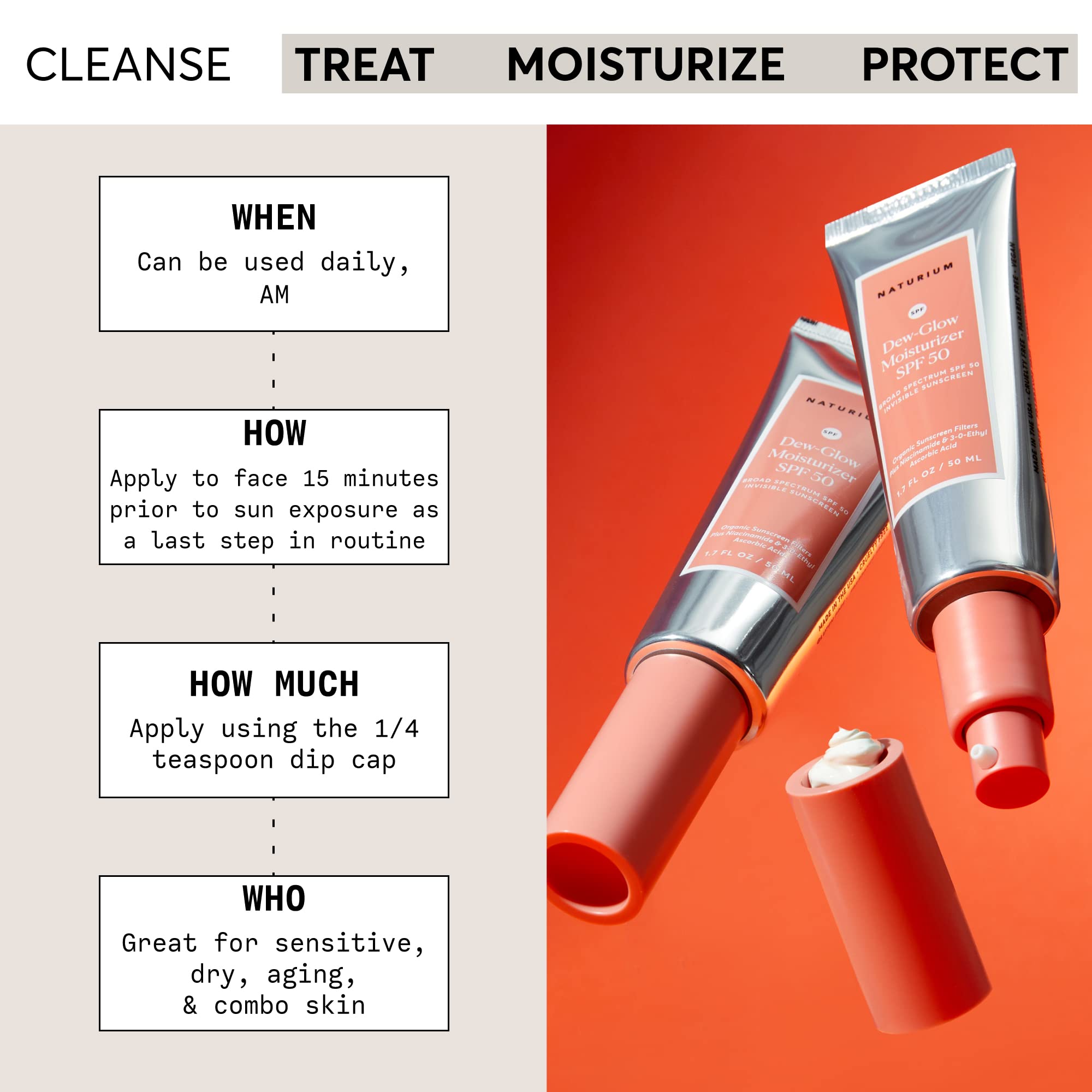 Naturium Dew-Glow SPF 50 moisturizer tube texture demonstration