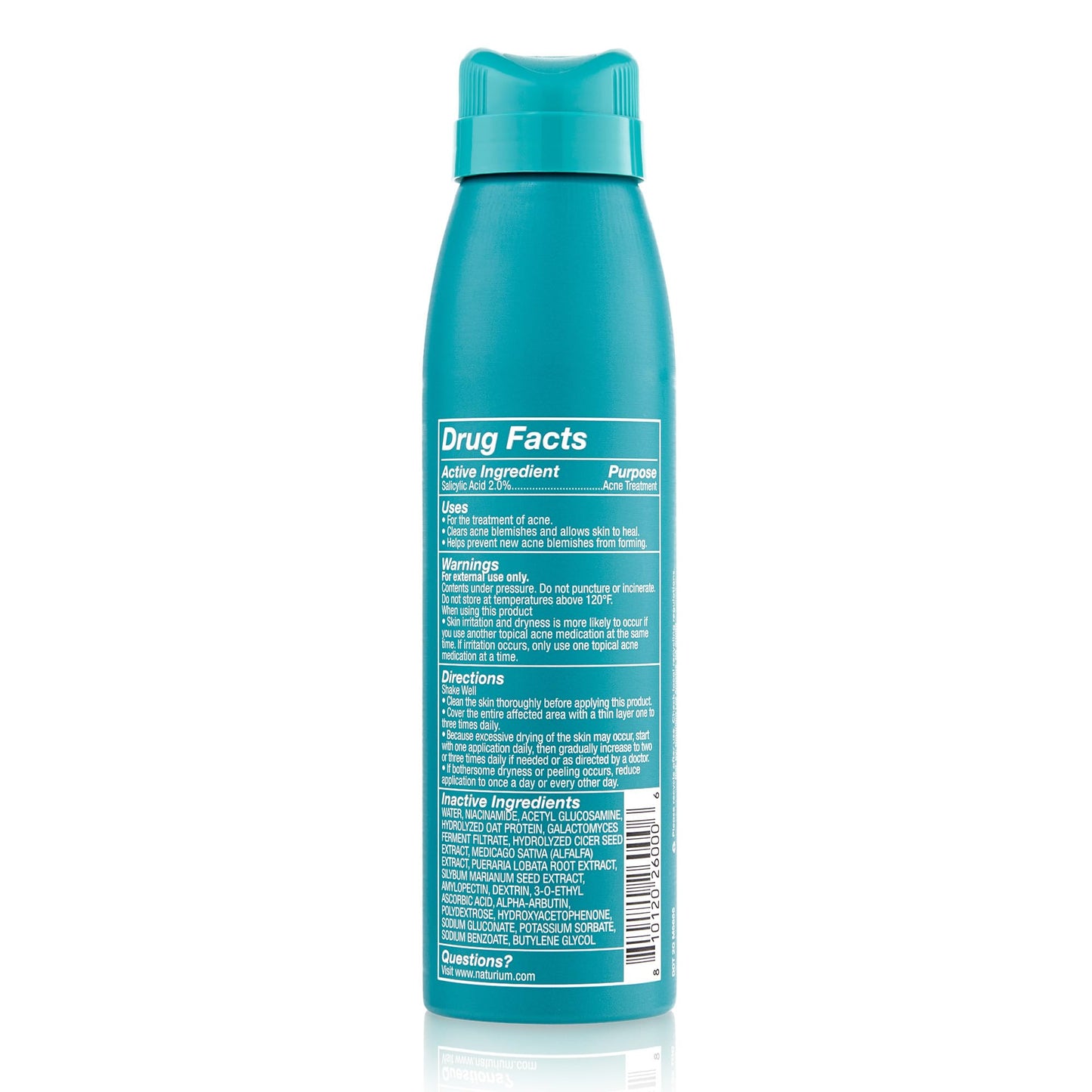 Side view of the four ounce packaging of Naturium salicylic acid two percent clarifying body treatment