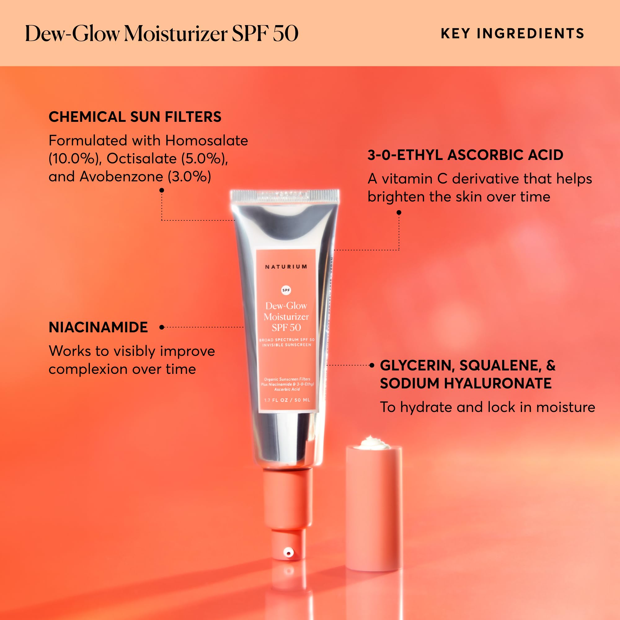 Close up of Naturium Dew-Glow SPF 50 moisturizer applicator