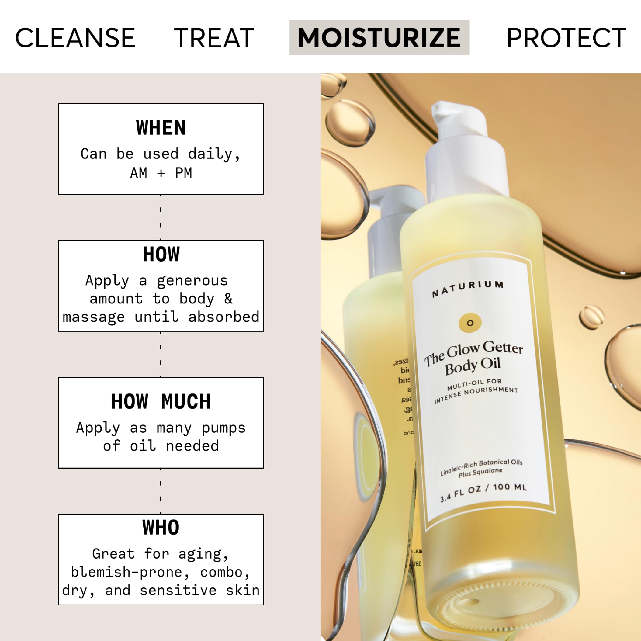 Naturium luxury body oil pump bottle packaging design