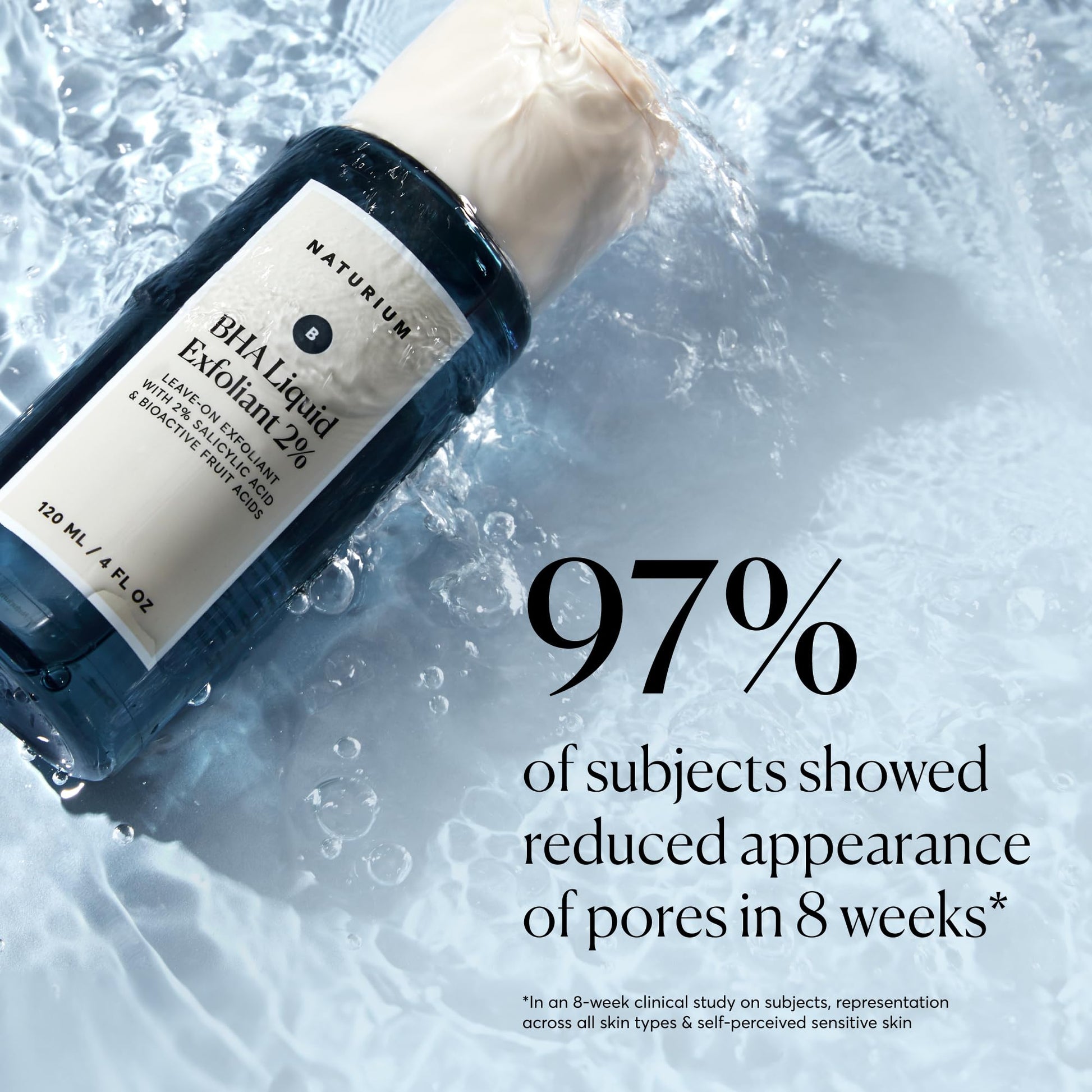 Naturium premium leave on face care liquid exfoliant bottle display
