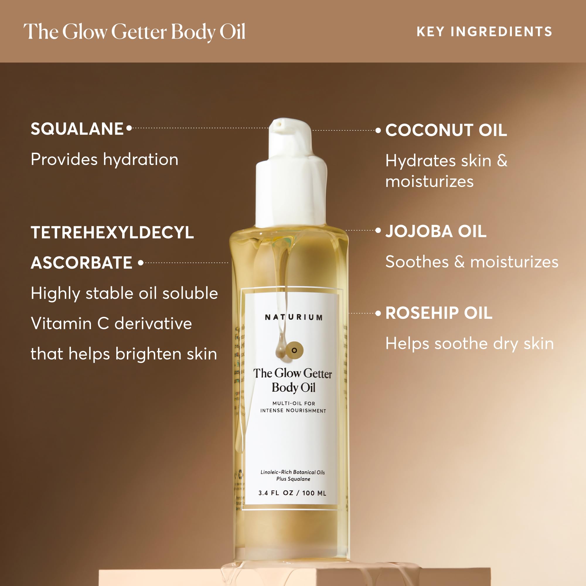 Applying Naturium body oil for glowing hydrated skin