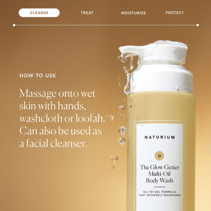 Back label of Naturium multi-oil body wash with usage instructions