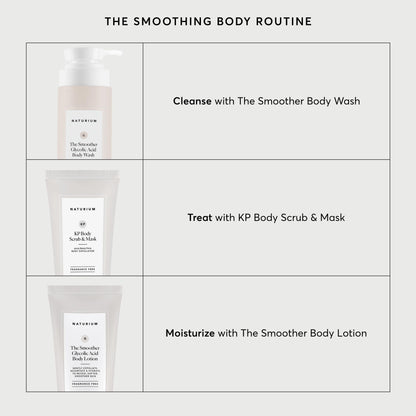 Naturium chemical and physical body scrub being squeezed from the eight ounce tube