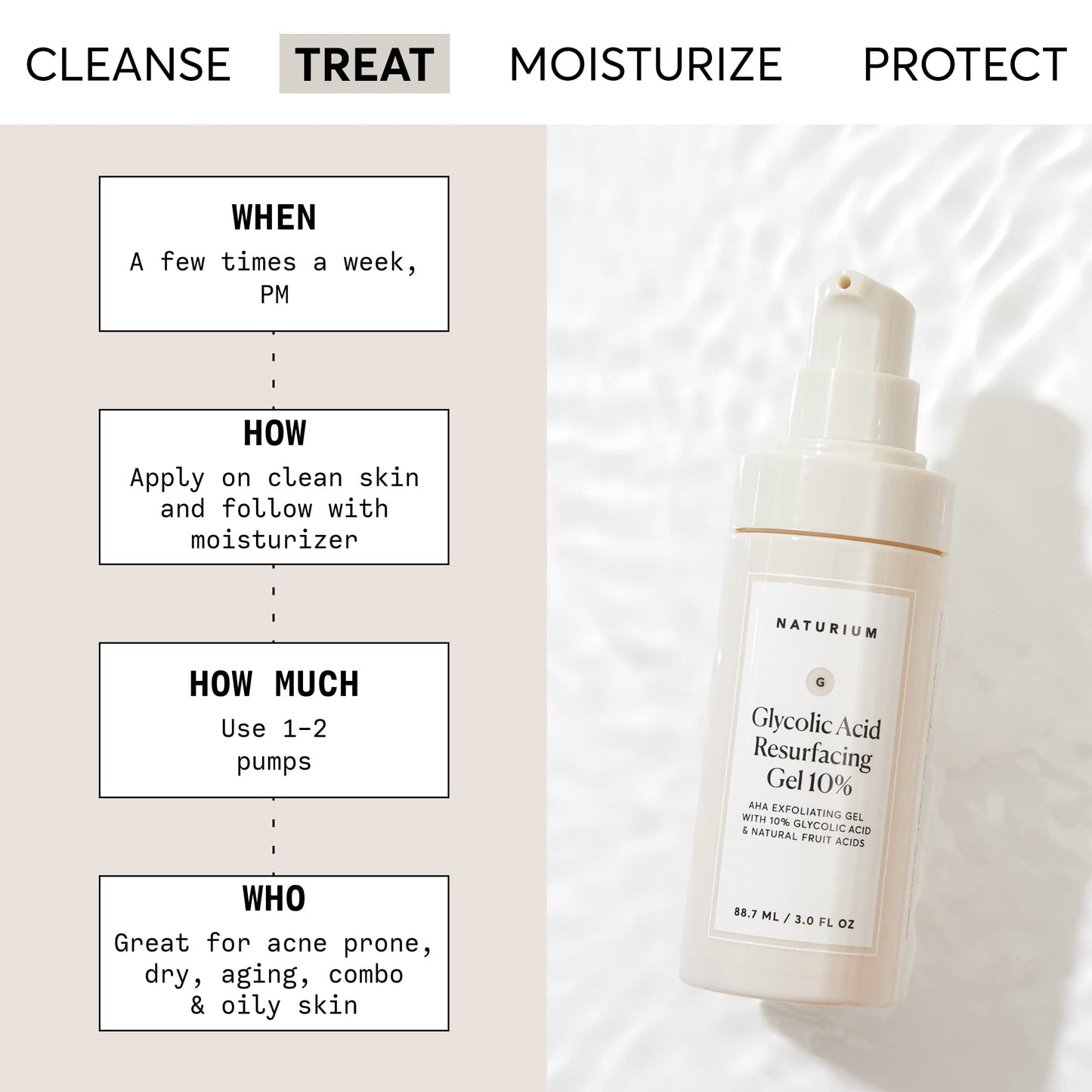 Naturium ten percent glycolic acid leave-on gel skincare solution