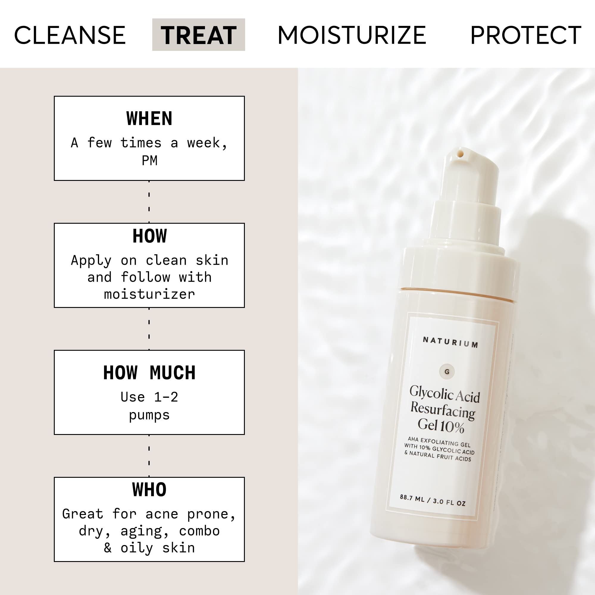Naturium ten percent glycolic acid leave-on gel skincare solution